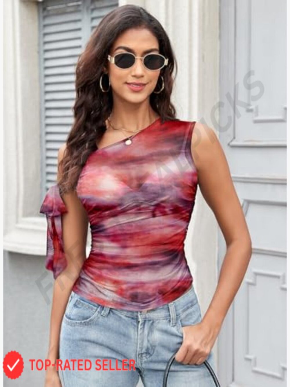 Mesh Sheer Off Shoulder Tops Asymmetric Self Tie Crop Blouse Going Out Tee - Picture 3 of 7